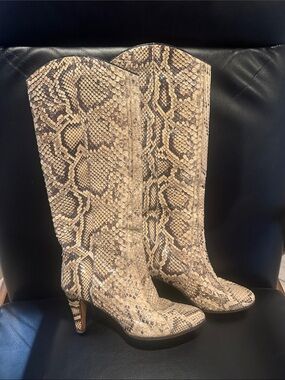 Serena Made in Italy Genuine Python Snakeskin Mid-Calf Boots | EU 38 | EUC